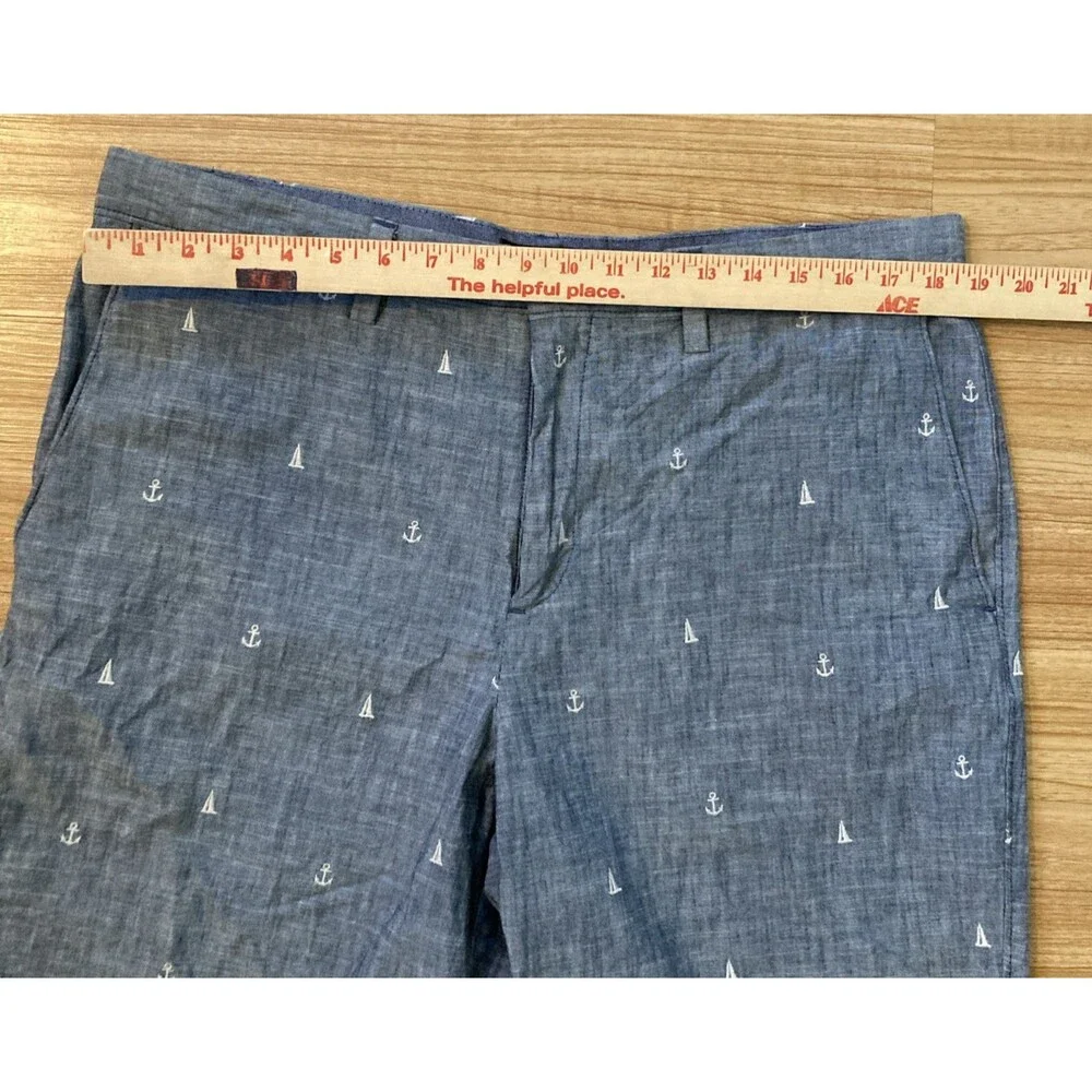 Banana Republic Aiden Shorts Men's 36 Blue Sailboat Anchor Beach Cotton Chino